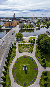 Norrkoping Drottninggatan, flygbild. Foto: Fredrik Schlyter